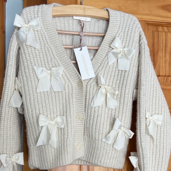 LoveShackFancy Sweaters - LoveShackFancy Cream Sweater with Bow Details
